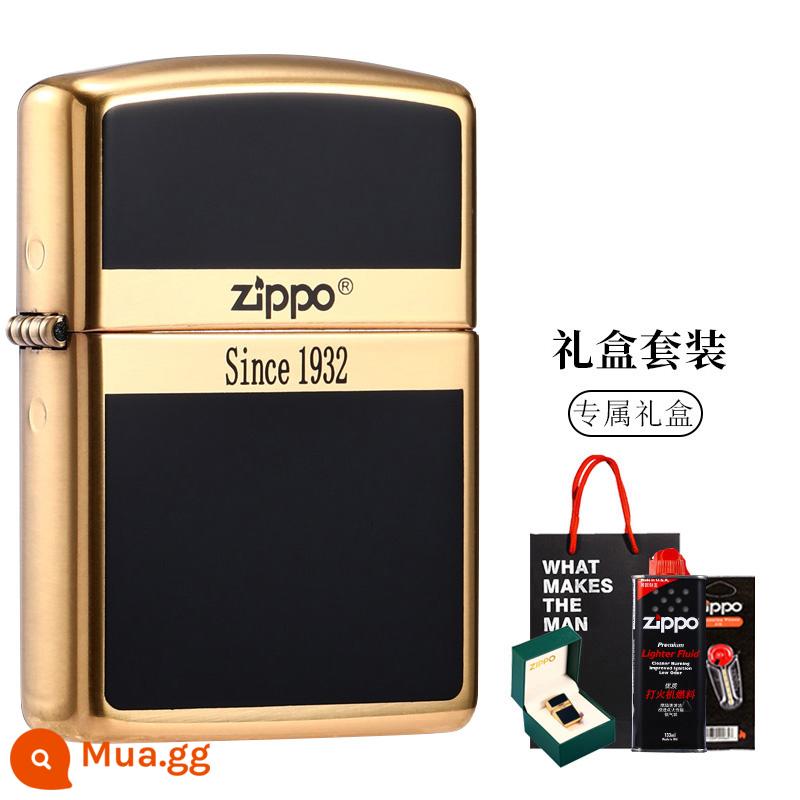 Hàng chính hãng men thương hiệu xuất xứ bật lửa zippo chính hãng chống gió dầu hỏa nam sáng tạo quà tặng bạn trai - Nguồn gốc nhãn hiệu men-[Đen, Mẫu hộp quà tặng]