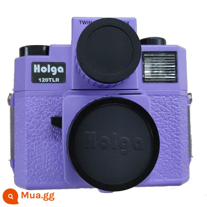 Phiên bản nâng cấp HOLGA 120CFN camera lùi kép ống kính kép 120TLR camera ống kính kép năm màu - Màu tím