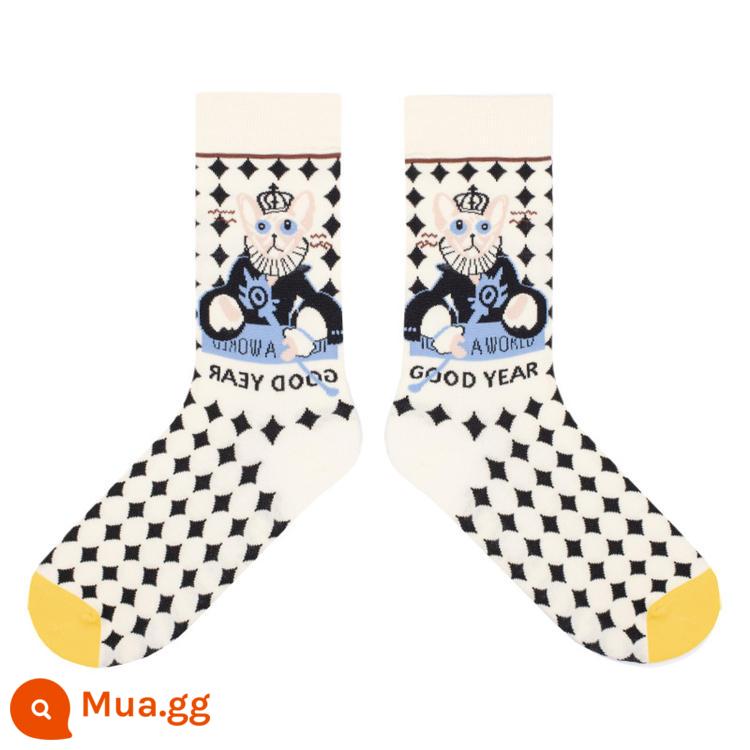 Crazysocks Dice Hộp quà ma thuật Magic Retro Cat Sweet Cartoon Mock Women's Men's Man Women - Mèo ma thuật 35-42