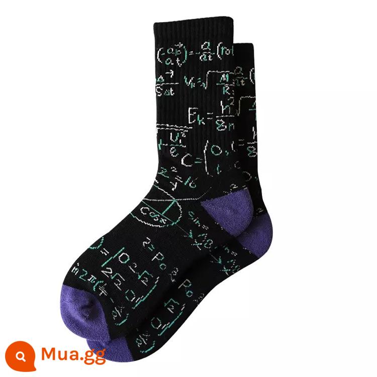 Dòng sản phẩm tất bông có hoa văn CrazySocks tất thể thao tất cả các trận đấu theo xu hướng đường phố tất ống giữa dành cho nam và nữ - phương trình đáy đen