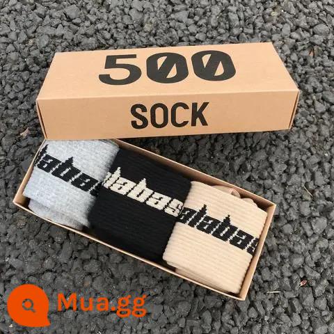 CrazySocks Ba Đôi Tất Dành Cho Nam Thiết Kế Ban Đầu Barb Nhăn Nhó Hoa Điều Ống Dài Tất Thể Thao Dành Cho Nữ - Tiếng Anh xám + đen + mơ