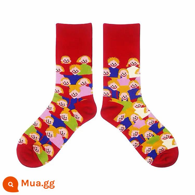 CrazySocks minh họa cổ điển loạt ma thuật dễ thương vớ thể thao vớ cotton giữa ống vớ nam và nữ triều vớ - Avatar hoạt hình màu đỏ 35-42