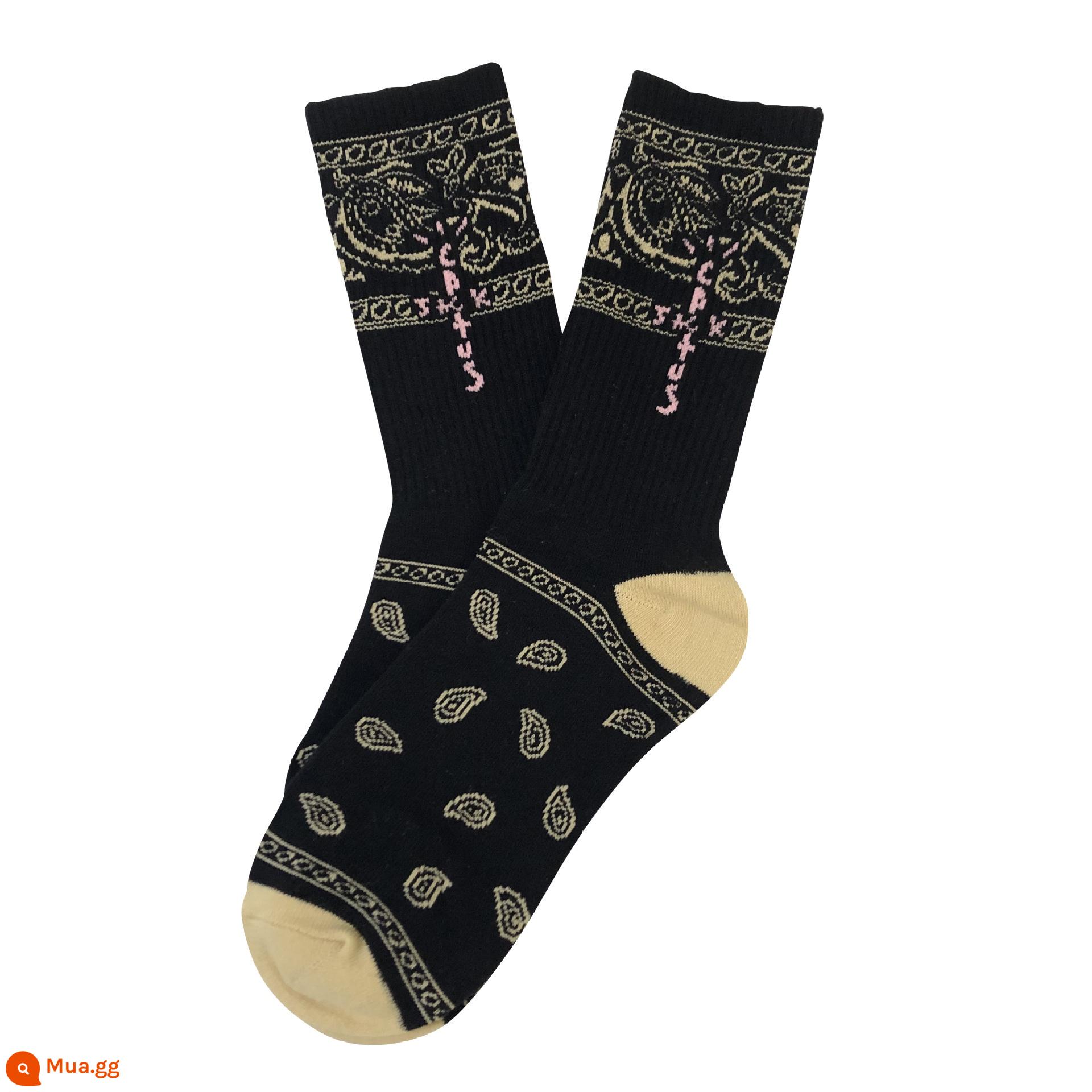 CrazySocks Ba Đôi Tất Dành Cho Nam Thiết Kế Ban Đầu Barb Nhăn Nhó Hoa Điều Ống Dài Tất Thể Thao Dành Cho Nữ - Cặp nhãn đen AJ