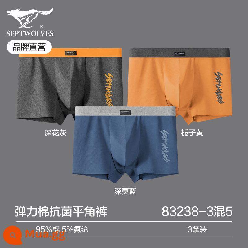 Quần lót nam Septwolf nguyên chất cotton bé trai quần đùi lót boxer 100% cotton dáng rộng cỡ lớn thể thao thoáng khí quần short dành cho nam - Bộ đồ thời trang cotton nguyên chất co giãn cao tùy chỉnh e-3 món