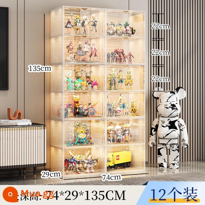 Mô Hình Lego Tủ Trưng Bày Mô Hình Đặt Đồ Chơi Hộp Bảo Quản Giả Acrylic Trong Suốt Nhà Giá Đỡ Khối Xây Tủ - 2 hàng 12 ô (màu trắng bóng trăng) đang được vận chuyển nhanh chóng❤