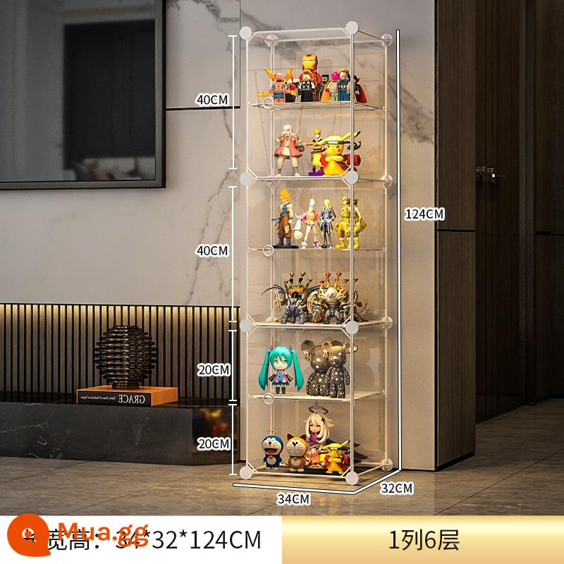 Mô Hình Lego Tủ Trưng Bày Hộp Bảo Quản Giả Kính Acrylic Trong Suốt Trang Trí Mô Hình Tủ Đồ Chơi Tủ Đỡ - [Nâng cấp lên thế hệ thứ 2] 1 cột 6 lớp ☛ Tổng thể siêu rõ nét