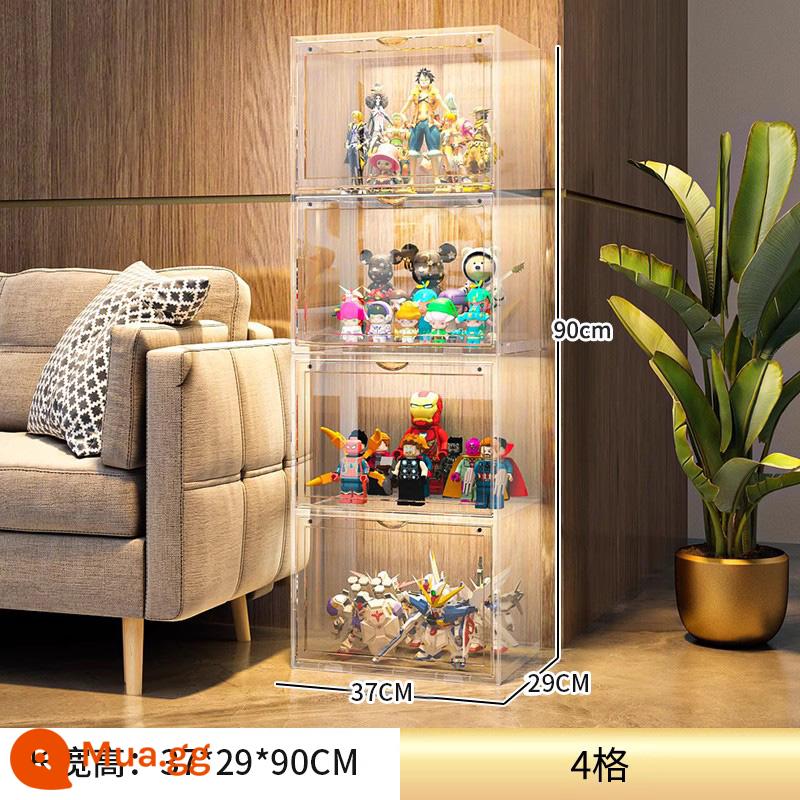 Mô Hình Lego Tủ Trưng Bày Mô Hình Đặt Đồ Chơi Hộp Bảo Quản Giả Acrylic Trong Suốt Nhà Giá Đỡ Khối Xây Tủ - Hình ảnh chính 4 khung hình (màu trắng trong suốt) thế hệ thứ hai★Phiên bản HD