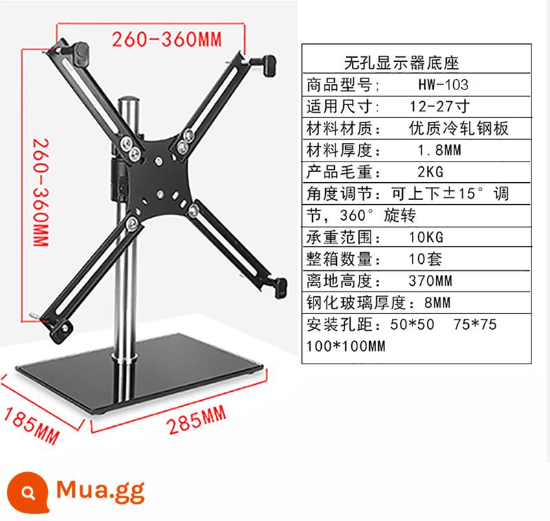 Giá đỡ màn hình kép đế máy tính để bàn đế máy tính để bàn đa năng 14-27 inch hiển thị nâng máy tính để bàn đế có thể điều chỉnh - Không có lỗ-Đế nâng 14-27 inch