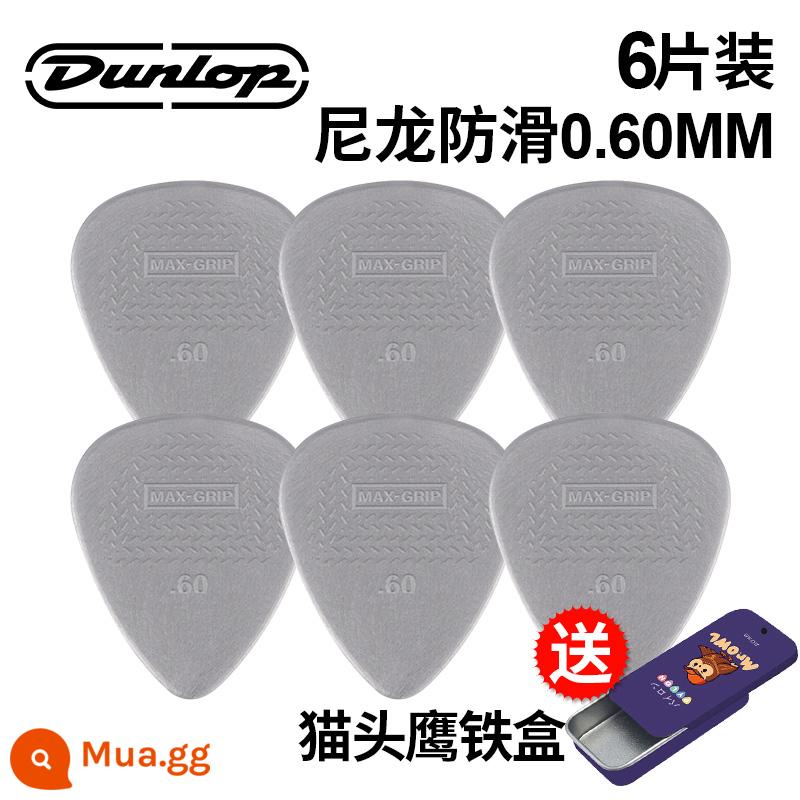 Chính hãng Dunlop Đàn guitar tiêu chuẩn Dunlop Nylon nylon chống trượt lò xo đàn babaklite bakelite - [6 cái] Chống trơn trượt 0.60mm+hộp sắt