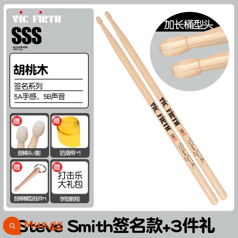 Cần trống Vic Firth do Mỹ sản xuất 5A 7A 5B gỗ óc chó phong trống jazz chữ ký búa dùi trống VF - SSS