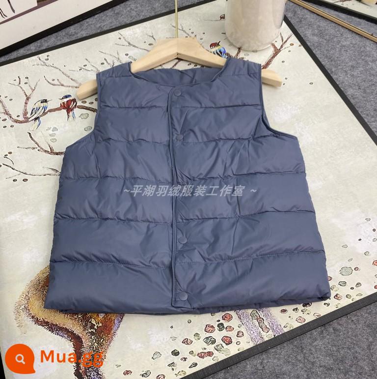 Áo khoác trẻ em Down Autumn and Winter Vest Vest Boys and Girls Cổ Vịt trắng Xuống Áo khoác vai thân rễ mùa đông bên trong và bên ngoài - Haze Blue