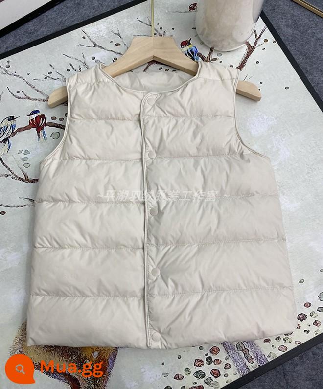 Áo khoác trẻ em Down Autumn and Winter Vest Vest Boys and Girls Cổ Vịt trắng Xuống Áo khoác vai thân rễ mùa đông bên trong và bên ngoài - sữa