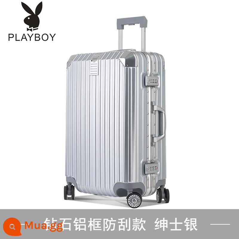 Vali Playboy du lịch mật khẩu nhỏ đa năng bánh xe đẩy trường hợp 24 nữ và nam 20 inch bao da nội trú 26 - quý ông bạc