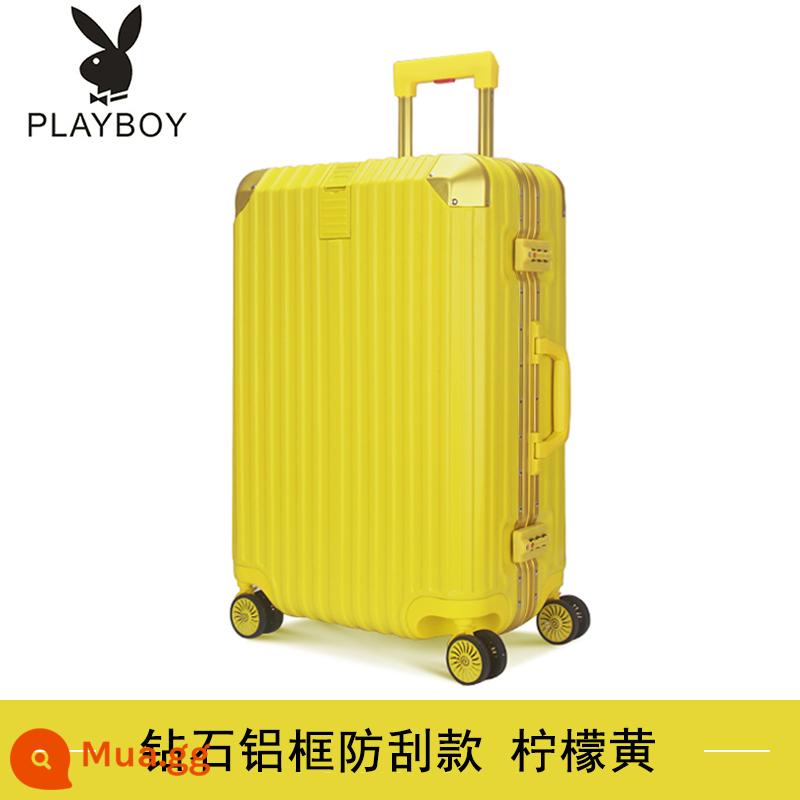 Vali Playboy du lịch mật khẩu nhỏ đa năng bánh xe đẩy trường hợp 24 nữ và nam 20 inch bao da nội trú 26 - Màu vàng chanh