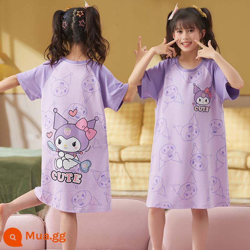 Váy ngủ bé gái cotton mùa hè ngắn tay mỏng bộ đồ ngủ trẻ em phong cách mùa hè bé gái cha mẹ con lớn công chúa phục vụ tại nhà - [Mẫu bán chạy G]31565