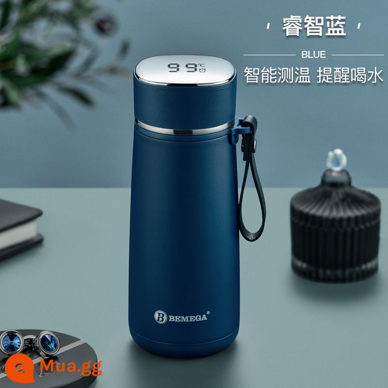 Anh bemega cách nhiệt thông minh Cup cô gái cao giá trị nước cốc nam Tea Cup sinh viên Net Red Big Belly Cup - trí tuệ màu xanh