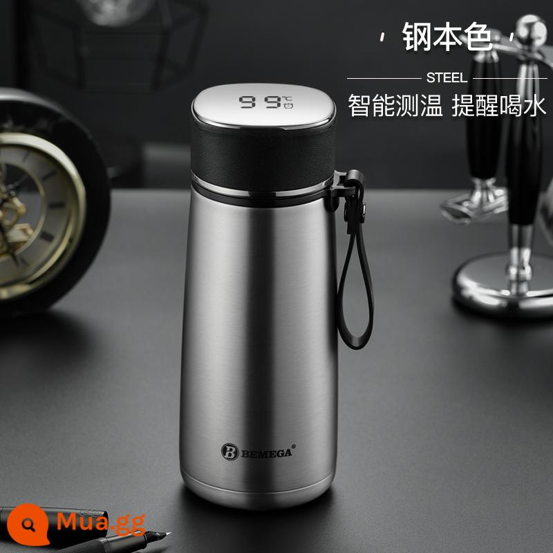 Anh bemega cách nhiệt thông minh Cup cô gái cao giá trị nước cốc nam Tea Cup sinh viên Net Red Big Belly Cup - màu thép