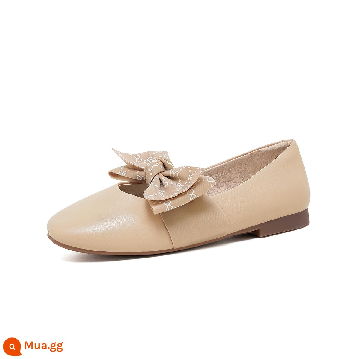 Giày Sandal Nữ Mùa Hè Mới 2023 Da Pháp Bao Đầu Gót Dày Thời Trang Mary Jane Giày Đơn Nữ - L23S007057 màu hoa mai