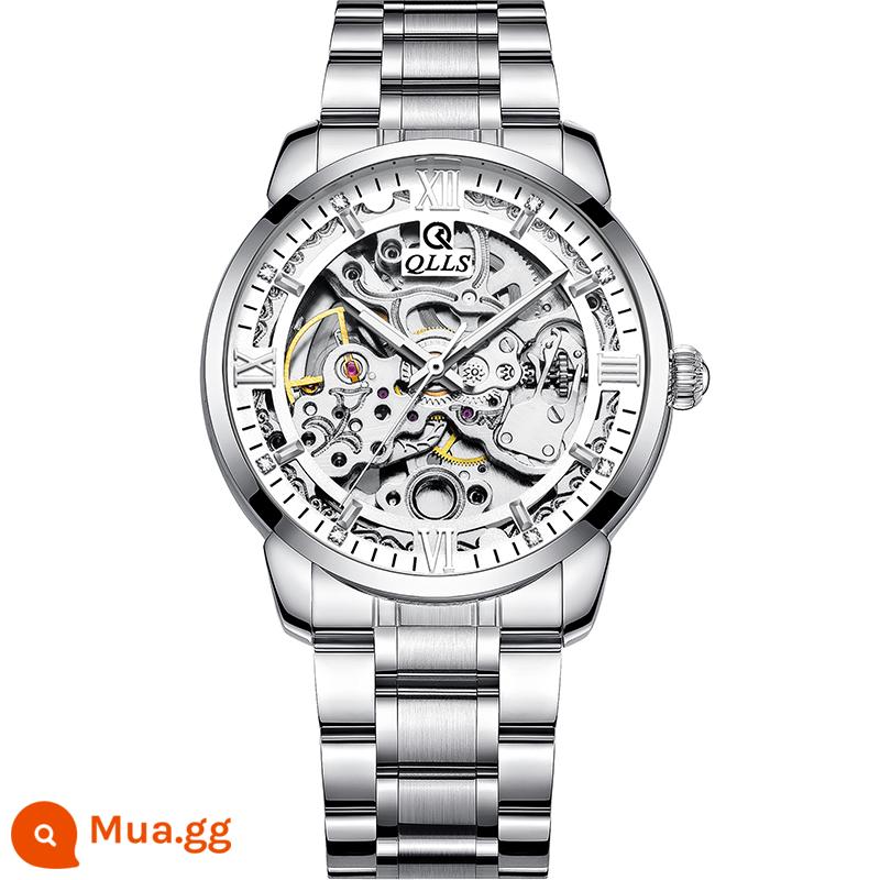 2022 Đồng Hồ Mới Nam Cơ Hoàn Toàn Tự Động Rỗng Chống Nước Dạ Quang Tourbillon Sinh Viên Thi Nam - (Phiên bản cổ điển) Dây thép trắng vỏ bạc