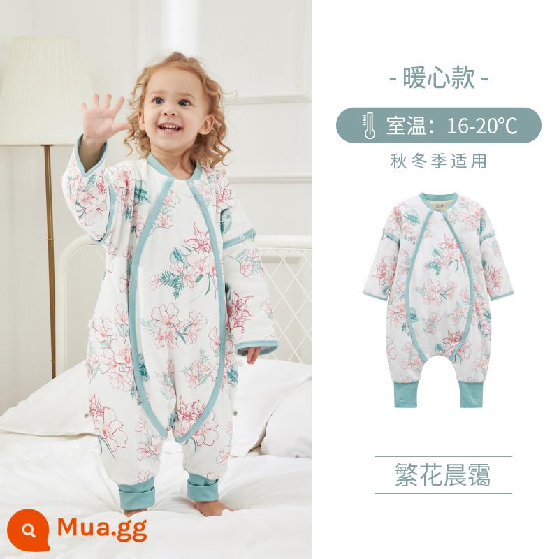 Ibaby Nhiệt Độ Không Đổi Chia Chân Túi Ngủ Mùa Thu Đông Mới Làm Dày Cho Bé Đồ Ngủ Trẻ Sơ Sinh Chống Đá Chăn Túi Ngủ Ở Nhà quần Áo - [Cảm động] Sương mù buổi sáng đầy hoa (áp dụng ở nhiệt độ phòng 16 ~ 20oC)