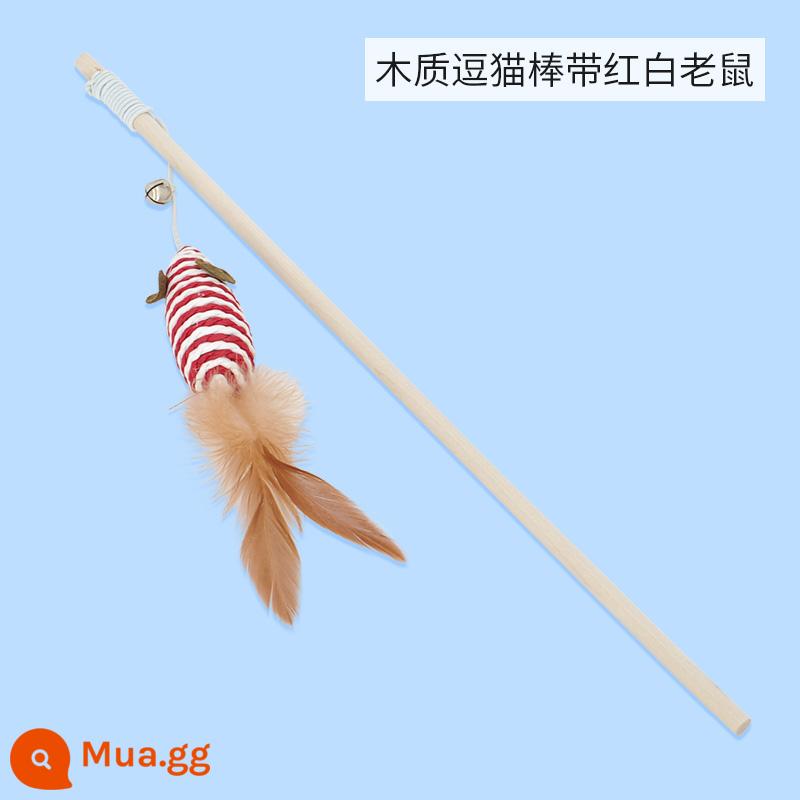 Funny Cat Stick Long Cực Đồ chơi cho mèo Mèo con tự sướng làm giảm lỗ khoan Hiện vật - Chú mèo ngộ nghĩnh dính chuột đỏ trắng