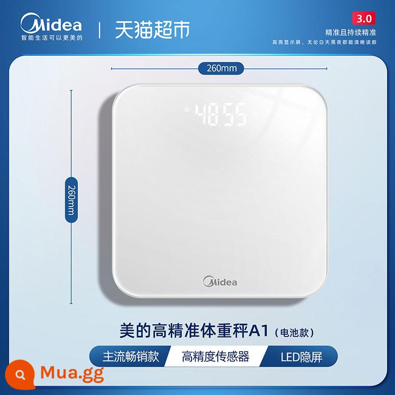 Midea cân hộ gia đình điện tử độ chính xác cao cân cơ thể người thông minh ký túc xá nữ cân điện tử nhỏ - Mô hình pin/màn hình ẩn LED/tỷ lệ có độ chính xác cao