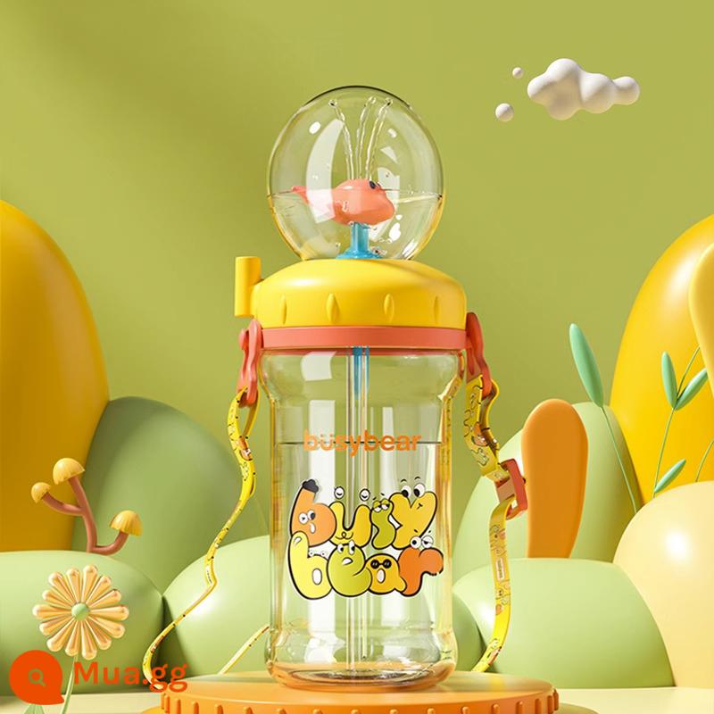 busybear bé trẻ em cốc nước cá voi phun cốc đài phun ống hút cốc không thích uống nước hiện vật mùa hè - 350ml màu vàng chanh (túi xách tay miễn phí cho bé)