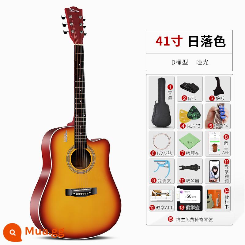 Nhạc cụ gỗ vân sam bảng đơn 41 inch dành cho người mới bắt đầu chơi guitar dân gian Weber dành cho nam và nữ luyện tập - 41 inch màu hoàng hôn + quà tặng