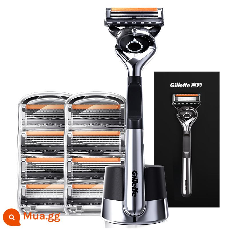 Hộp đựng dao cạo râu Gillette Feng ẩn mịn trọng lực Hộp dao cạo râu thủ công Hộp quà TÌNH YÊU Quà giáng sinh cho bạn trai chồng - [Zhishun Classic] 1 giá đỡ dao + 9 đầu dao + đế từ