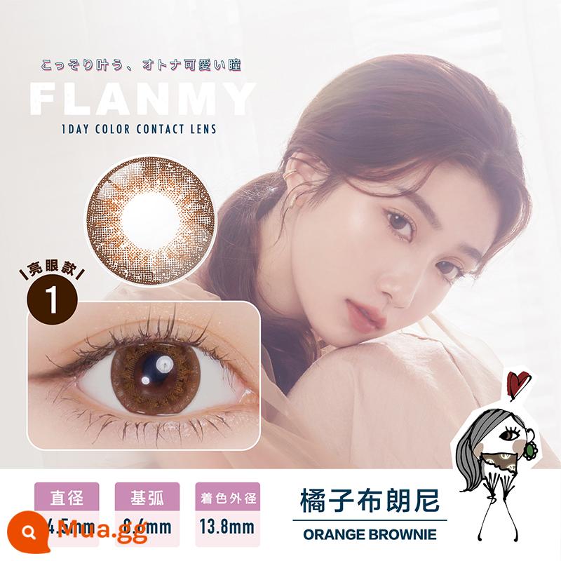 Kính áp tròng màu T-Garden Nhật Bản dùng một lần hàng ngày Flanmy dog ​​eye jazz black muffin 10 cái kính áp tròng nữ đường kính - 11_Orange Brownie-Có những ngôi sao trong mắt em