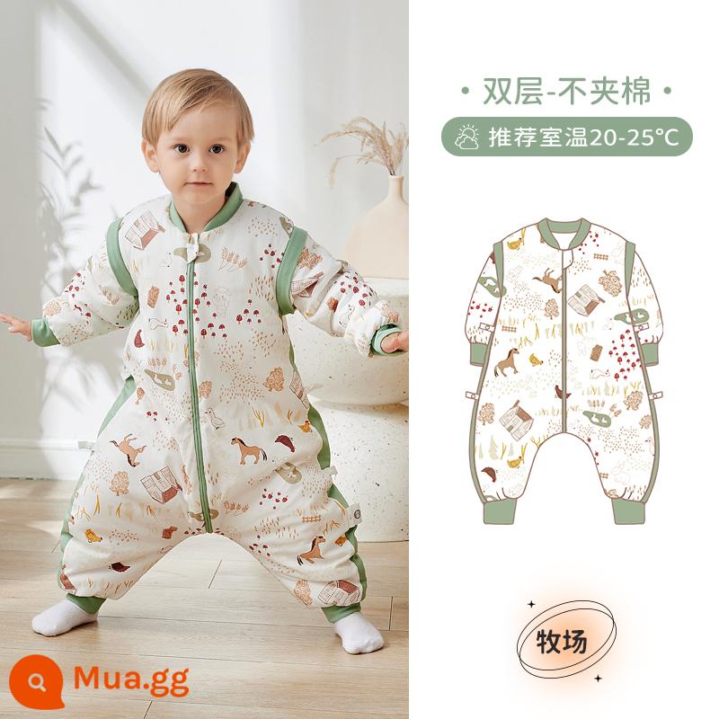 Túi ngủ cho bà bầu Châu Âu, cotton trẻ em không đổi nhiệt độ mùa xuân, mùa thu và mùa đông, chăn bông tre chống cảm lạnh - Đồng cỏ [mùa xuân và mùa thu 20-25oC] hai lớp không có chăn bông