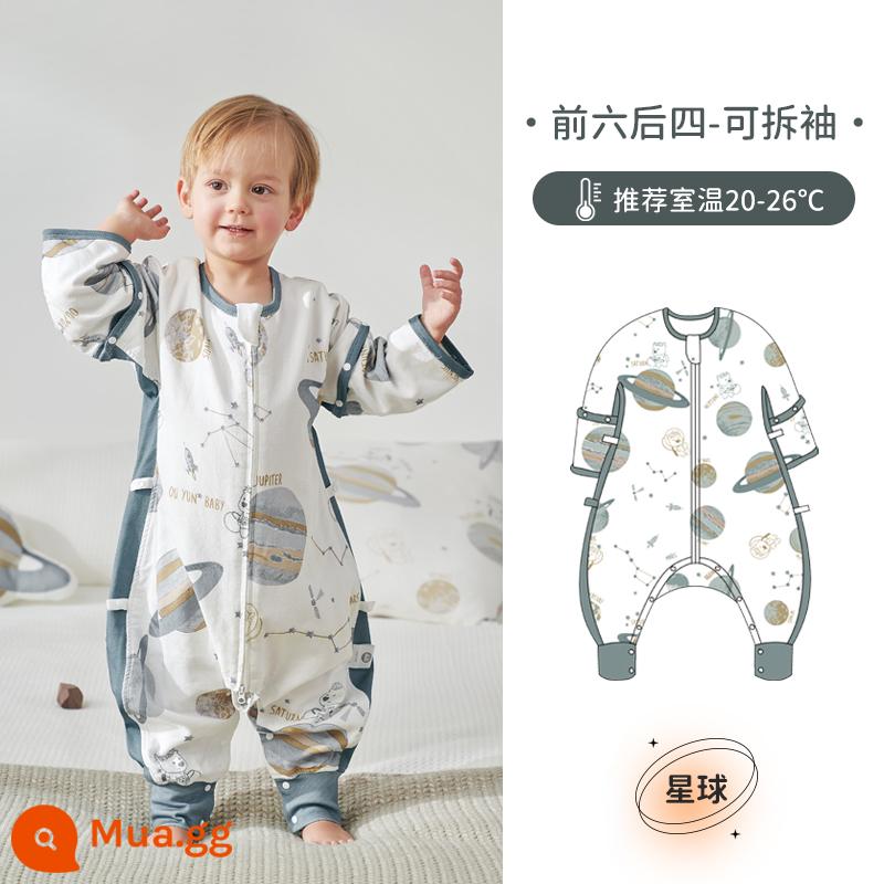 Túi ngủ cho bà bầu Châu Âu, cotton trẻ em không đổi nhiệt độ mùa xuân, mùa thu và mùa đông, chăn bông tre chống cảm lạnh - Hành tinh [Xuân Thu 20-26oC] Sáu phía trước và bốn phía sau Gạc bông tre