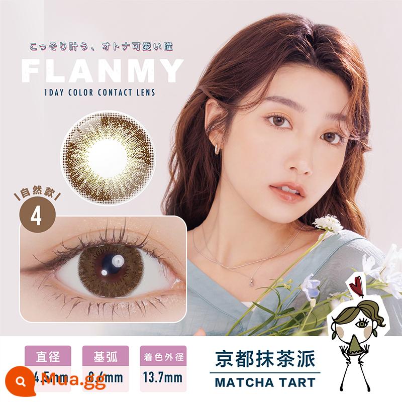 Kính áp tròng màu T-Garden Nhật Bản dùng một lần hàng ngày Flanmy dog ​​eye jazz black muffin 10 cái kính áp tròng nữ đường kính - 05_Kyoto Matcha Pie-Nâu ô liu cho mắt trên