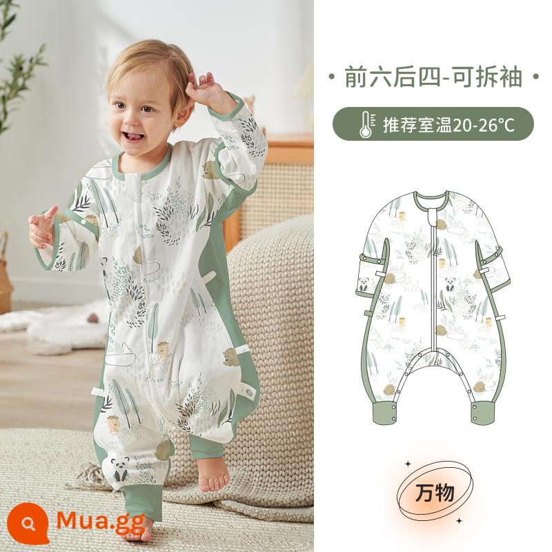 Túi ngủ cho bà bầu Châu Âu, cotton trẻ em không đổi nhiệt độ mùa xuân, mùa thu và mùa đông, chăn bông tre chống cảm lạnh - Vạn vật [Xuân Thu 20-26oC] Sáu phía trước và bốn phía sau Gạc bông tre