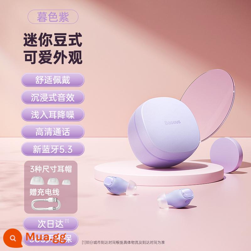 Tai nghe Bluetooth Baseus wm02 true wireless in-ear girl dễ thương không trễ thời lượng pin dài thích hợp cho Huawei Apple - Model mini-WM01★Twilight Purple [Nâng cấp Bluetooth 5.3]