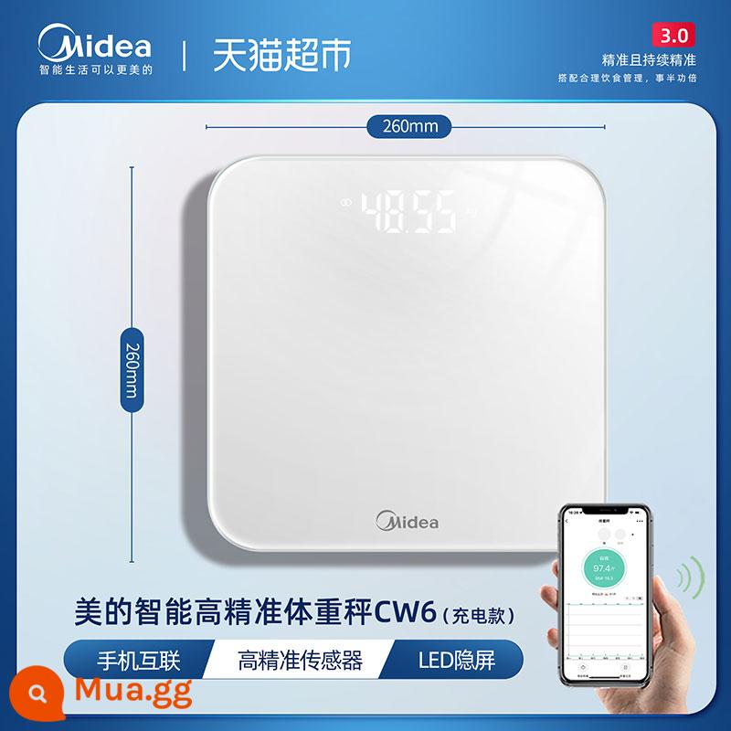 Midea cân hộ gia đình điện tử độ chính xác cao cân cơ thể người thông minh ký túc xá nữ cân điện tử nhỏ - Cân thông minh có độ chính xác cao/kết nối điện thoại di động/màn hình LED ẩn/mẫu có thể sạc lại