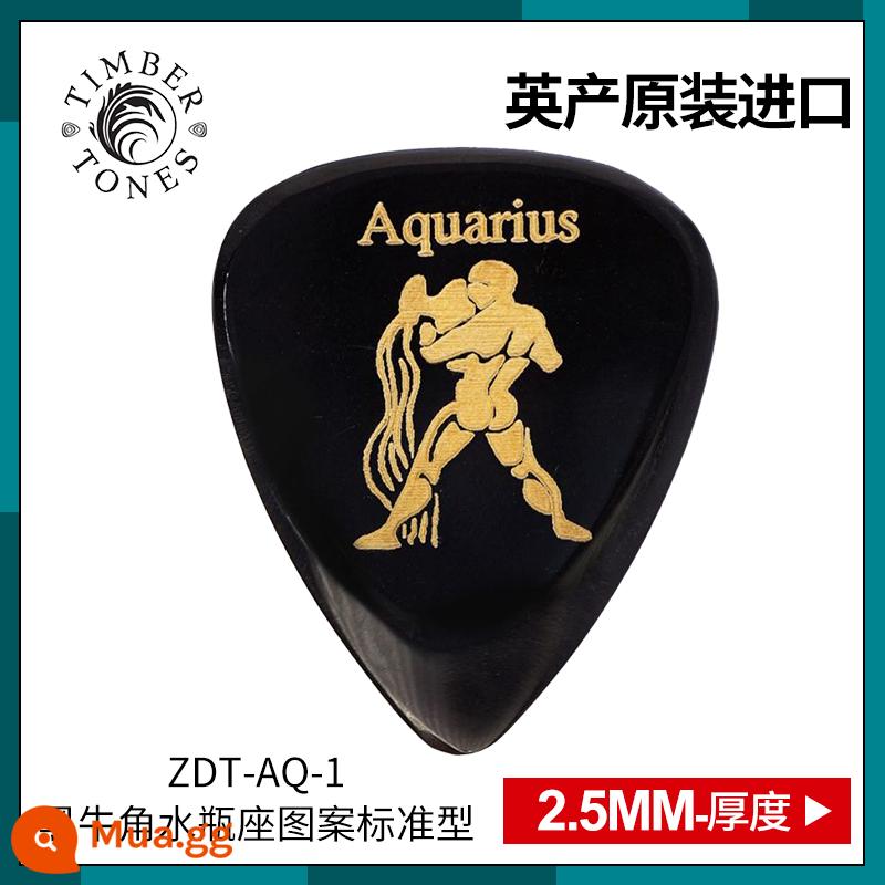 Tông màu gỗ do Anh sản xuất Kimberton sừng đen mười hai chòm sao guitar pick chơi bass điện nhanh - Bảo Bình Sừng Đen ZDT-AQ-1