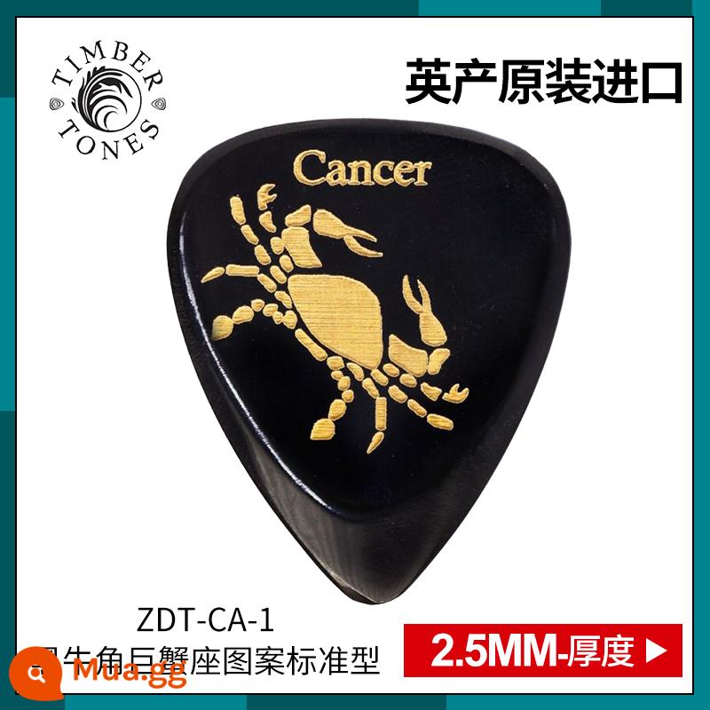 Tông màu gỗ do Anh sản xuất Kimberton sừng đen mười hai chòm sao guitar pick chơi bass điện nhanh - Ung thư sừng đen ZDT-CA-1