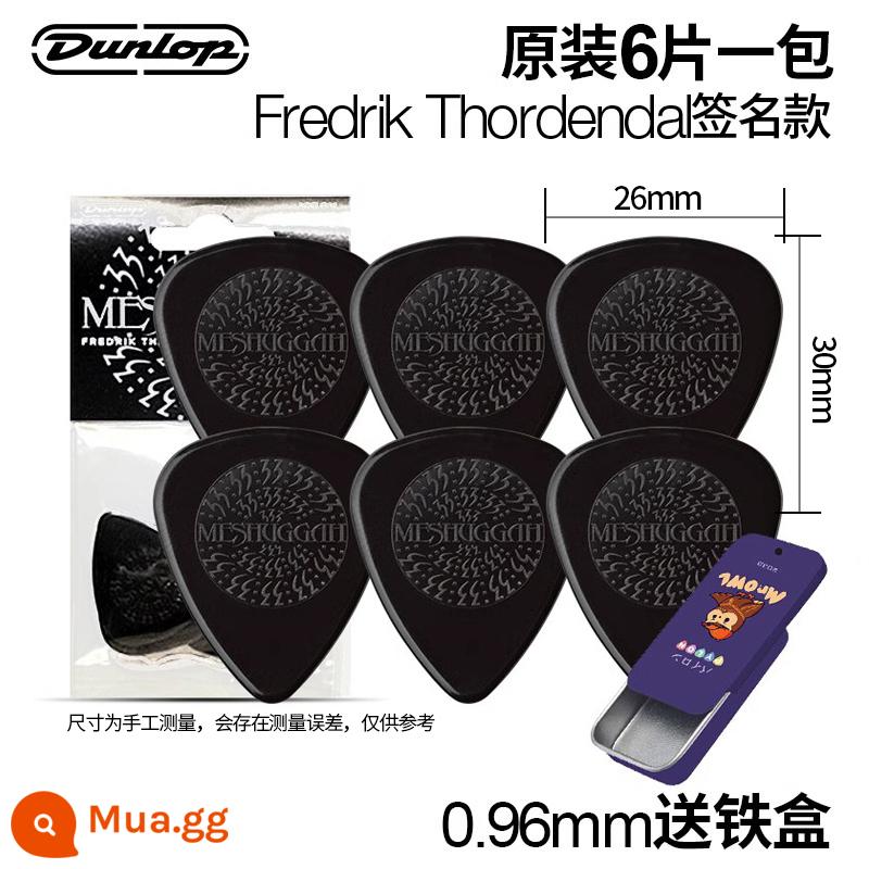 Sáu mảnh Dunlop Đàn guitar Dunlop JP Dream Theater Pick Chữ ký Bakelite Dân gian Guitar Tốc độ Chơi Jazz - [Sáu miếng mỗi gói gốc] Mẫu chữ ký Fredrik Thordendal 0,96mm + hộp sắt miễn phí