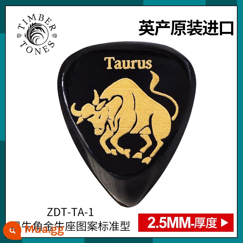 Tông màu gỗ do Anh sản xuất Kimberton sừng đen mười hai chòm sao guitar pick chơi bass điện nhanh - ZDT-TA-1 Kim Ngưu Sừng Đen