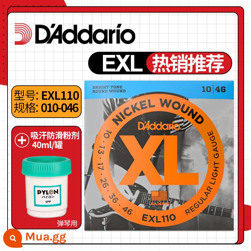 Mỹ sản xuất D'Addario dây đàn guitar điện EXL120 110 bộ 6 bộ dây đàn guitar NYXL 09 10 - Bột thấm mồ hôi chống trượt EXL110+ khi chơi đàn piano