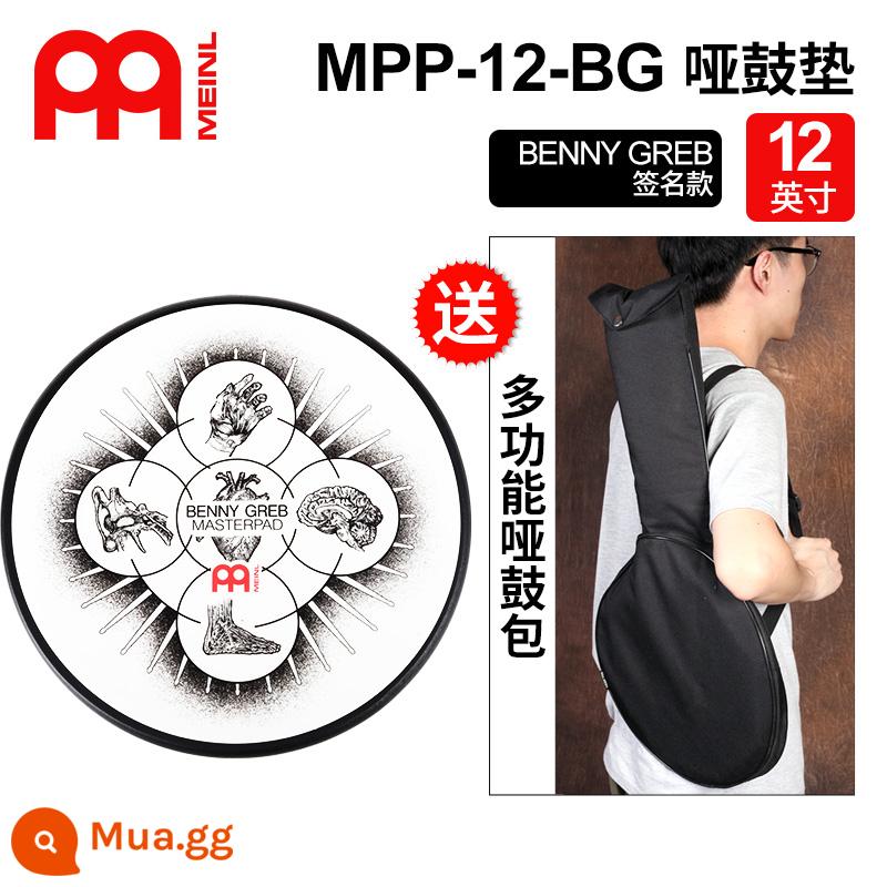 meinl Maier đệm trống câm 6 12 inch dành cho người mới bắt đầu thiết bị luyện tập trống cấp độ chơi trống phụ tấm đệm tắt tiếng yếu - 12 inch BG signature + túi đựng trống câm