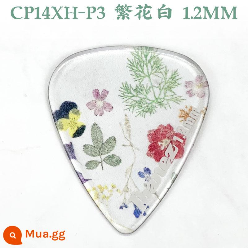 Nhật Bản Sản Xuất IBANEZ Kính Vạn Hoa Đàn Guitar Pick Điện Gỗ Dân Gian Đàn Guitar Bass Tốc Độ Gảy Lò Xo Mảnh - P3-Hoa Trắng Hình Giọt Nước 1.2mm