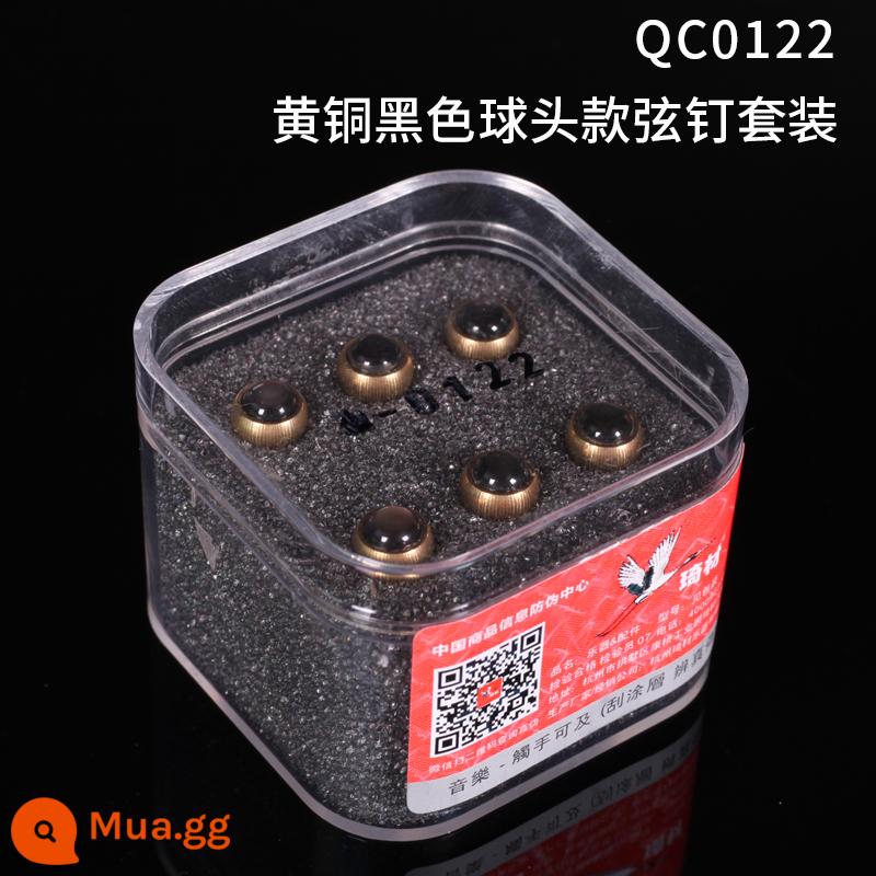 Qi chất liệu QC0120 QC0129 dây đàn guitar bằng đồng đinh dân gian dây đàn guitar acoustic dây côn cột 6 bộ - Đầu bóng đen QC0122