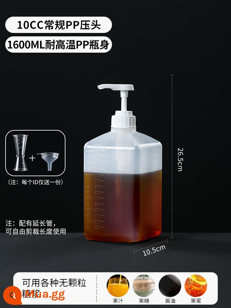 Bình bóp xi-rô Tangya Fructose chai bóp quán trà sữa bình bóp thủy tinh định lượng đường bình ép tay bấm đầu bấm thương mại - Đầu xi-rô thông thường 10cc + thân chai [pp chịu nhiệt độ cao], cốc ounce + phễu miễn phí