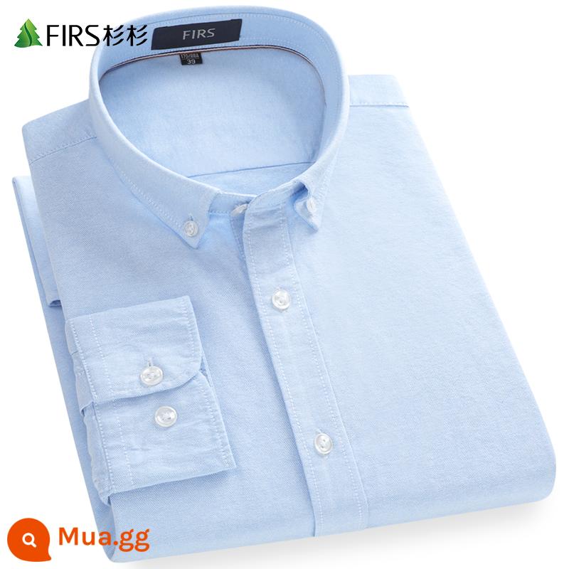 [Cotton nguyên chất kéo sợi Oxford] Áo sơ mi nam tay dài dễ chăm sóc Shanshan mùa xuân 2023 mới cho công sở - xanh nhạt