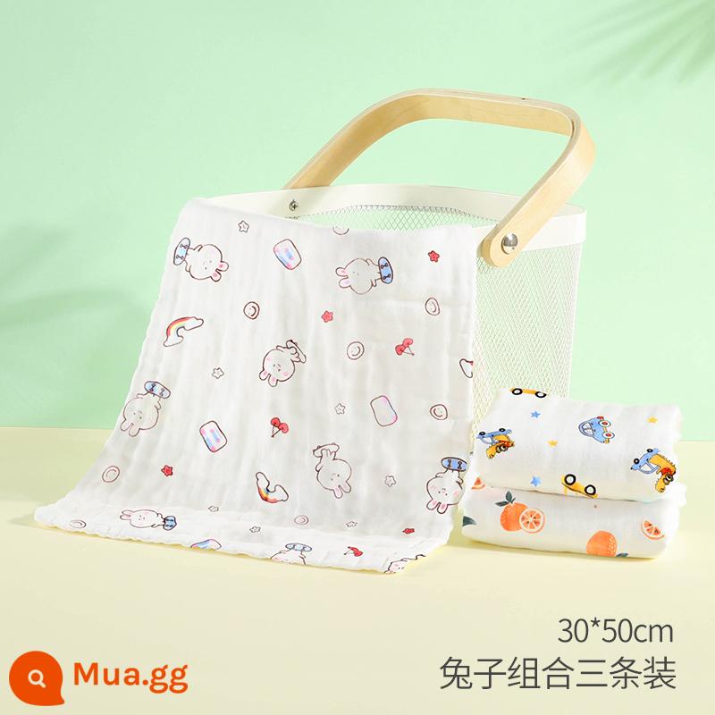 Khăn Gạc Cho Bé Khăn Rửa Mặt Cotton Nguyên Chất Khăn Thấm Nước Bọt Cho Bé Siêu Mềm Tắm Trẻ Sơ Sinh Khăn Vuông Nhỏ Khăn ợ - Gói 30x50cm thỏ + cam + xúc (nâng cấp kháng khuẩn)