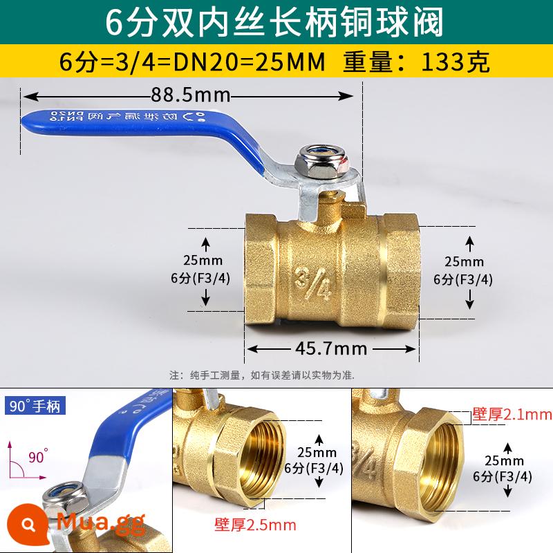 2 điểm 3 điểm 4 điểm 6 điểm đầy đủ đồng dày công tắc van vòi nước tay cầm dài ống nước đôi dây bên trong và bên ngoài công tắc van - Van bi dây đôi bên trong 6 điểm