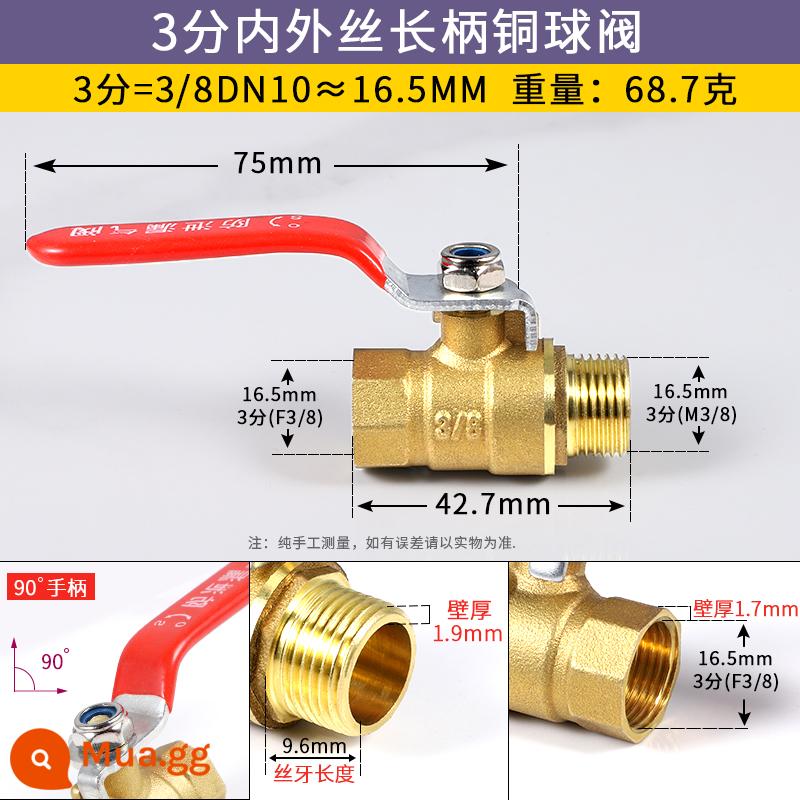 2 điểm 3 điểm 4 điểm 6 điểm đầy đủ đồng dày công tắc van vòi nước tay cầm dài ống nước đôi dây bên trong và bên ngoài công tắc van - Van bi 3 điểm bên trong và bên ngoài