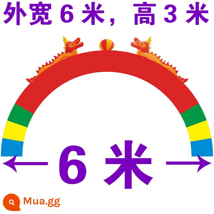 Lễ kỷ niệm khai mạc cổng vòm bơm hơi Khai mạc quảng cáo Đám cưới đôi rồng bóng Cổng cầu vồng bơm hơi 8m 10m - Vòm rồng đôi cao 6 mét với chân nhiều màu sắc + quạt thông gió